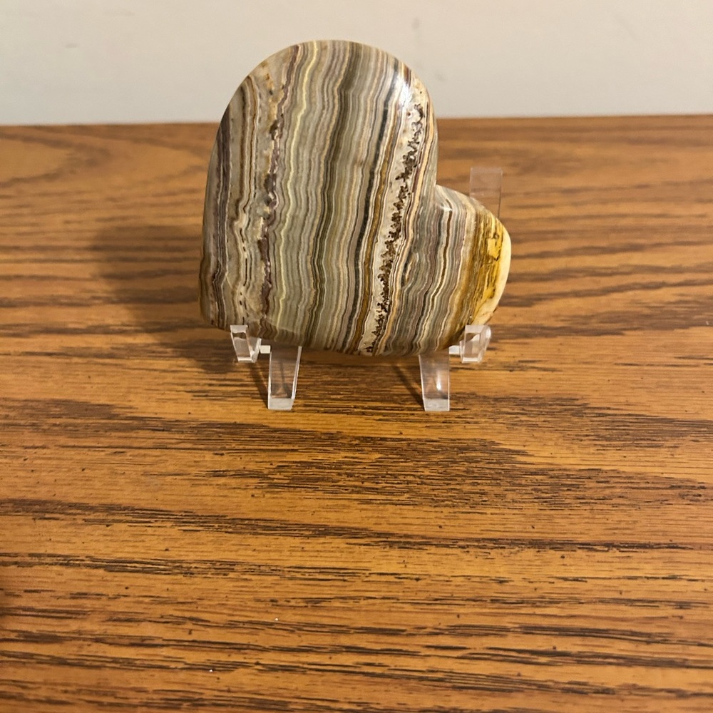 Beautiful 9.7 Oz Ocean Jasper Heart-Shaped Stone With Stand